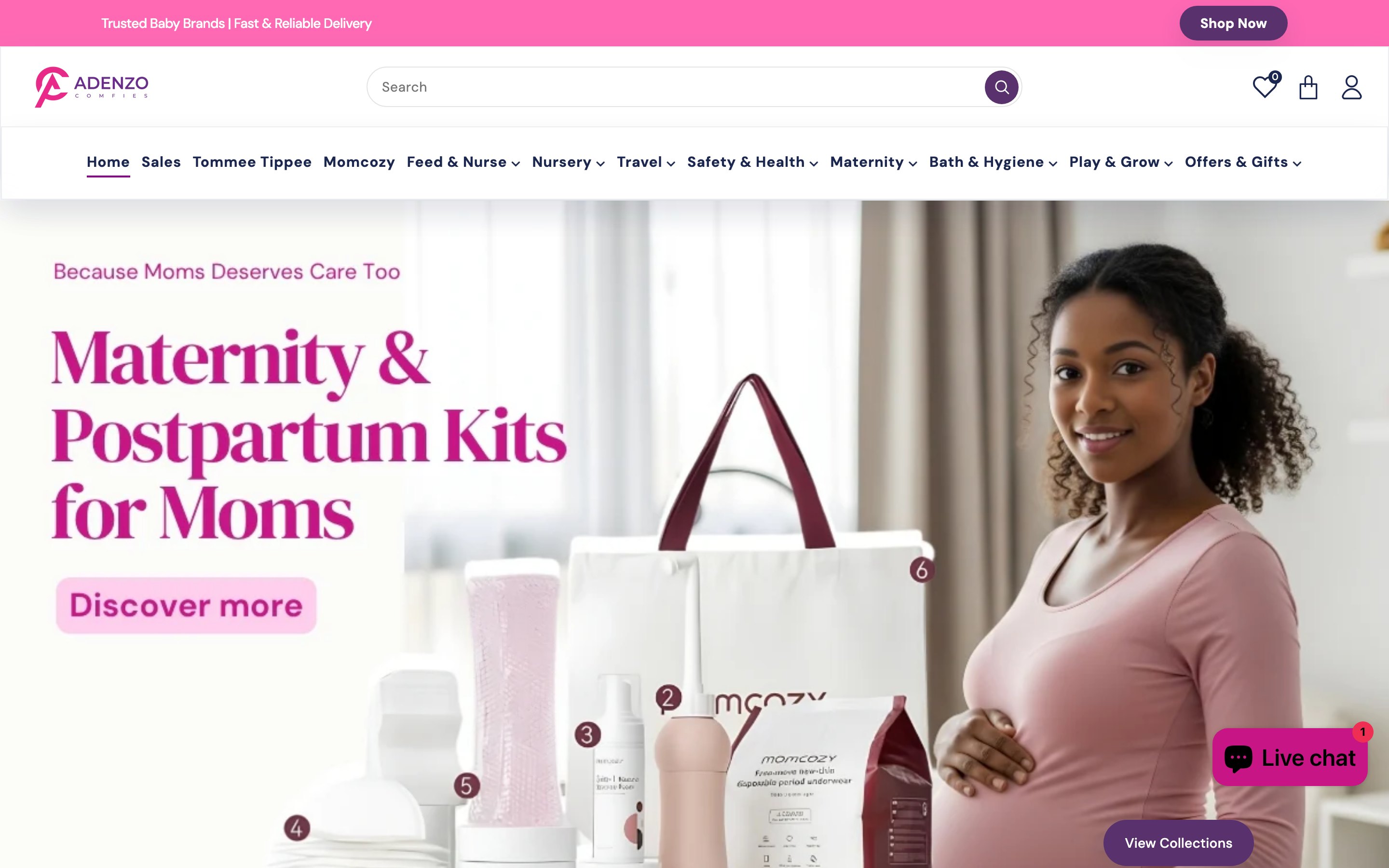 Adenzo Comfies — desktop view