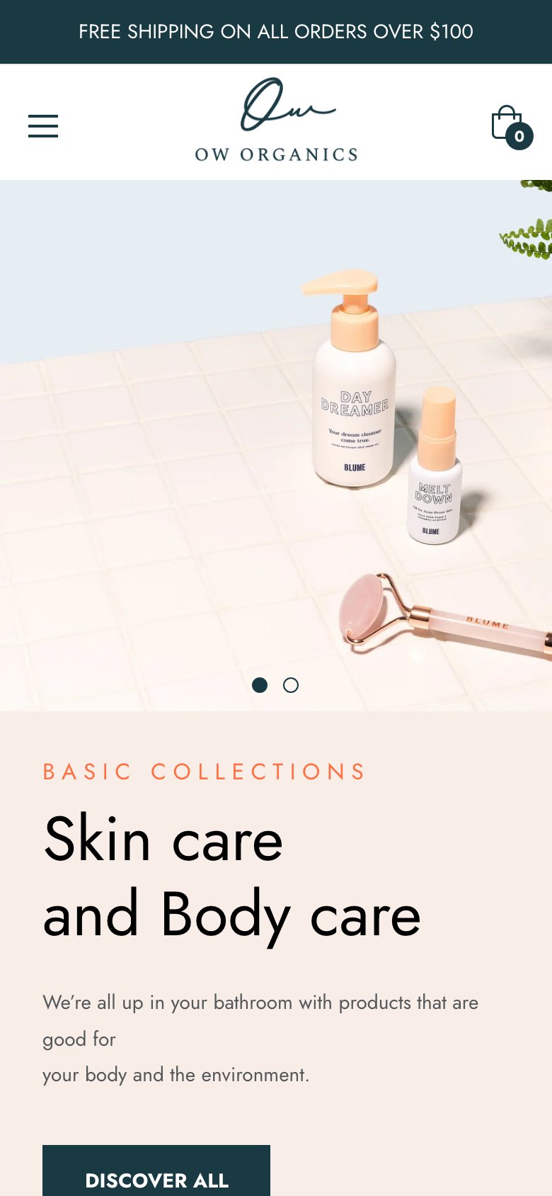 OW Organics — mobile view