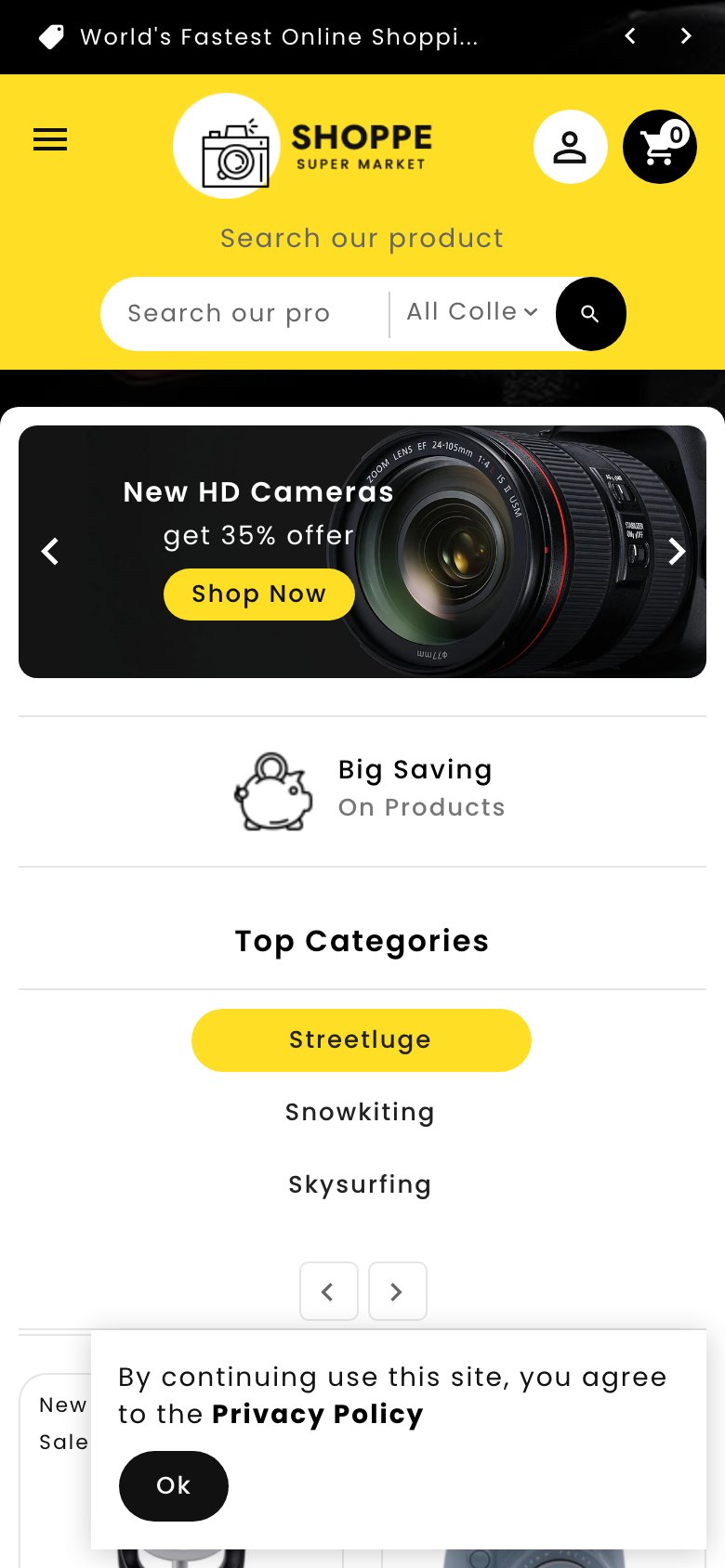 Shoppee — mobile view