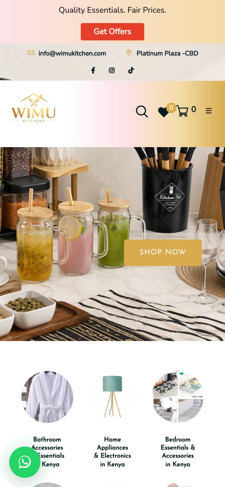 Wimu Kitchens — mobile view